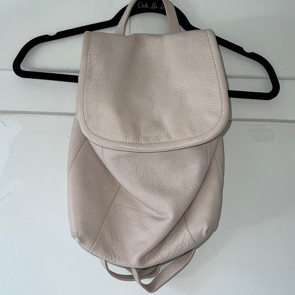 Talbots leather backpack in beige.